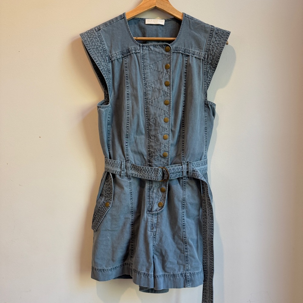 Ulla Johnson Briar Cotton Belted Denim Romper Jumpsuit Size 4